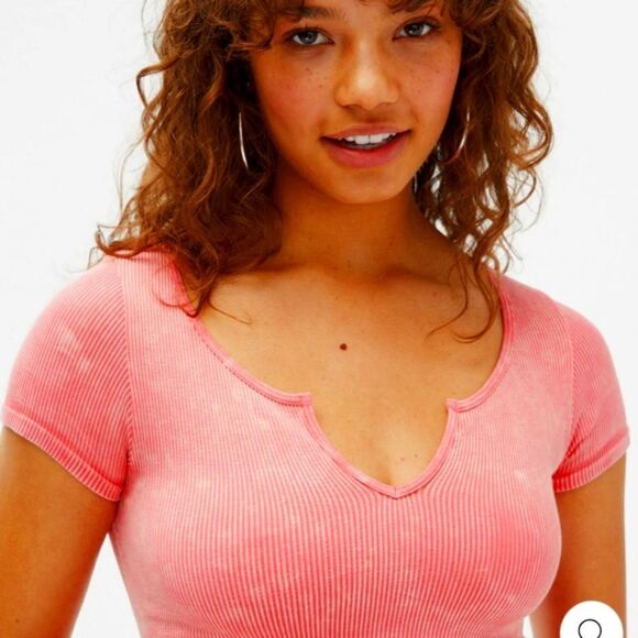 Aeropostale washed pointelle notch neck Cropped top - Picture 4 of 7